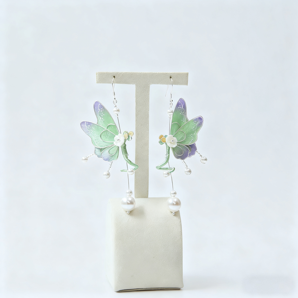 HandmadeRonghua—Butterfly tassel earrings