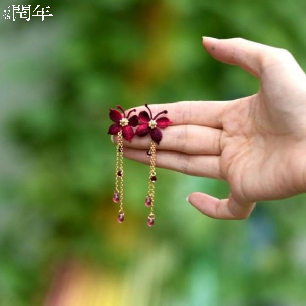 Handmade Micro-Crochet—Butterfly Earrings