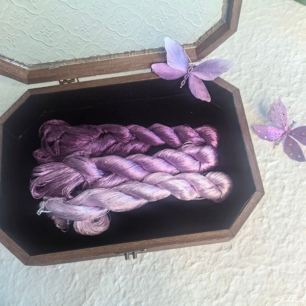 Ronghua making tools—400m Untwisted Unsplit Mulberry Silk Thread (Dark Violet-Blue)