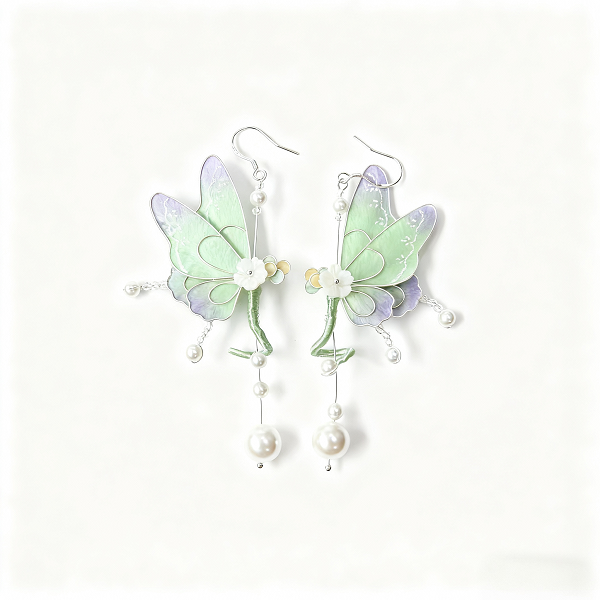 HandmadeRonghua—Butterfly tassel earrings