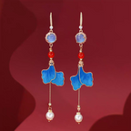 HandmadeRonghua—Blue leaf earrings